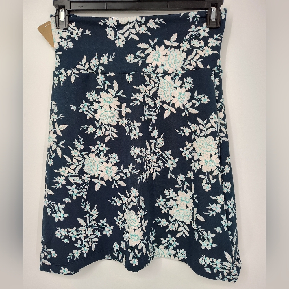 Handmade Navy Floral A-Line Skirt Women's Small, Medium